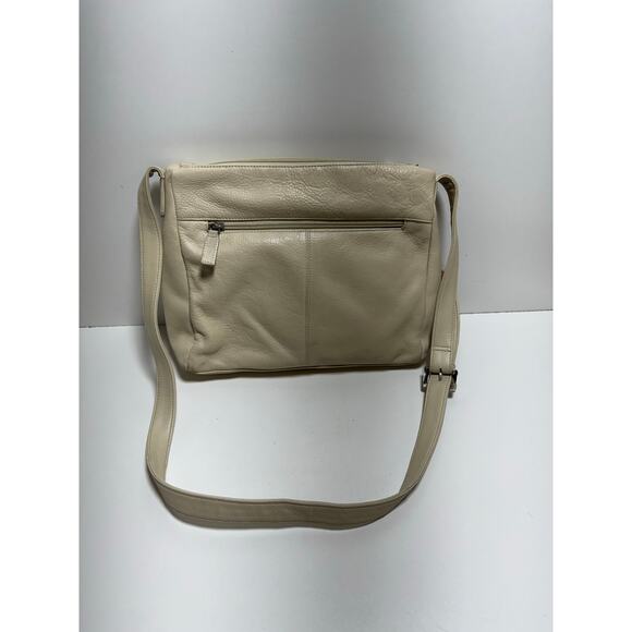 Stone Mountain Leather Ivory Crossbody Handbag Minimalist Quiet Luxury Zippered - Picture 10 of 10